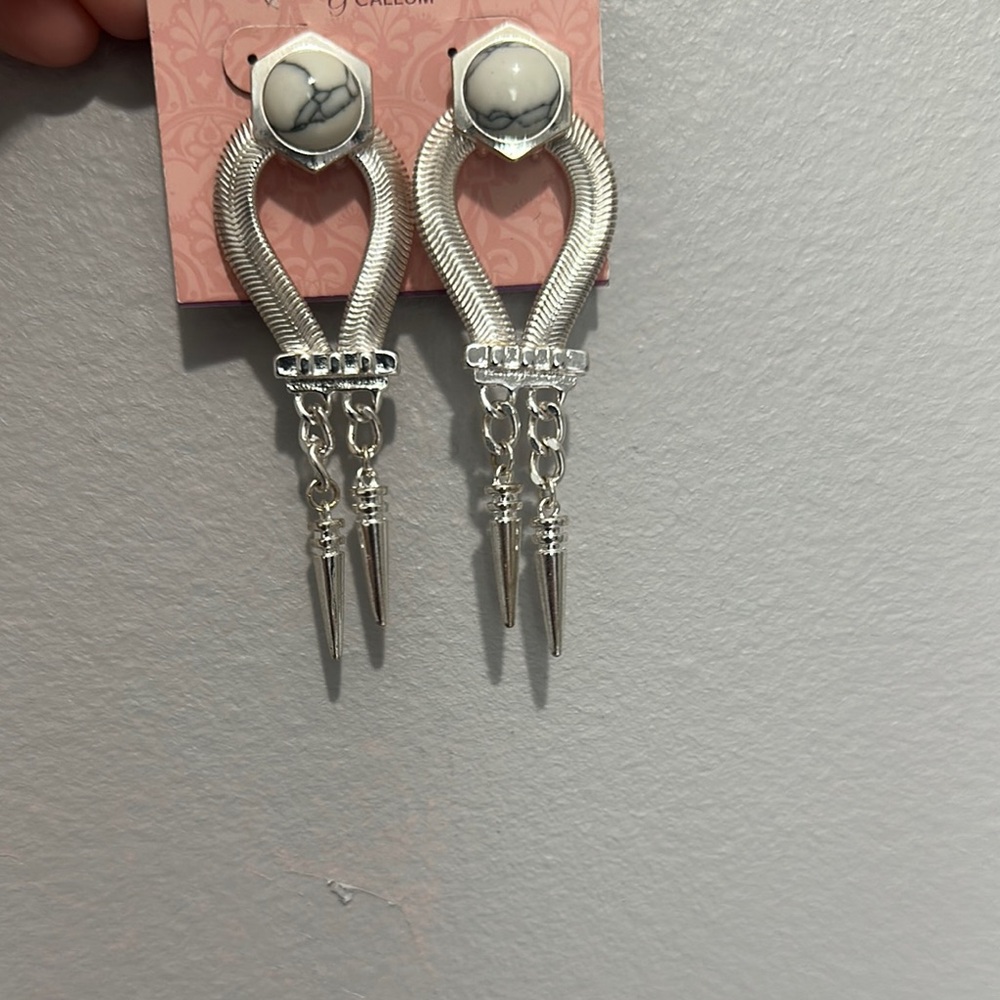 Theodora & Callum Silver and White Modern Earrings